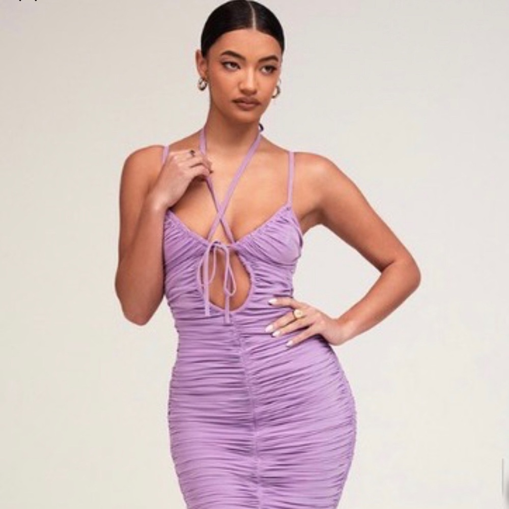 House of CB: “No Ruched At All” Lilac short night out dress
